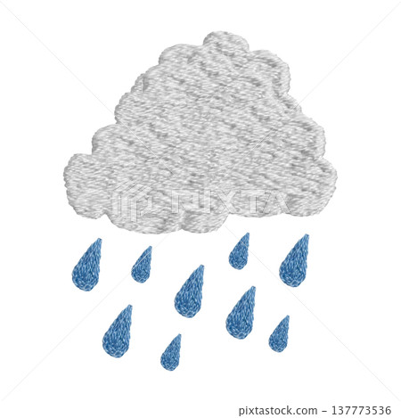 [Clouds and Rain] Hand-embroidered illustration material 137773536