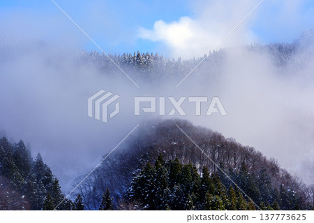 Image of a winter morning in a rural village Image of a winter morning in a rural village 137773625