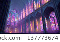 教堂內部有美麗的彩色玻璃 137773674