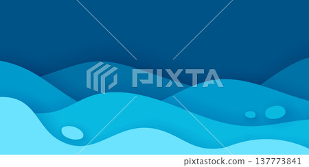 Fluid Waves. Abstract Ocean Background. World Water Day. Copy space. Vector Banner 137773841
