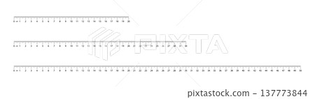 Set of metric rulers measuring 20, 30, and 50 centimeters, isolated on a transparent background. Vector Set of metric rulers measuring 20, 30, and 50 centimeters, isolated on a transparent background. Vector 137773844
