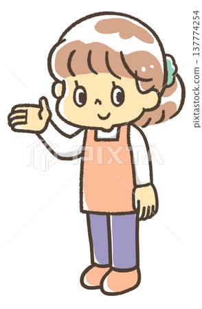 Female whole body of an apron 137774254