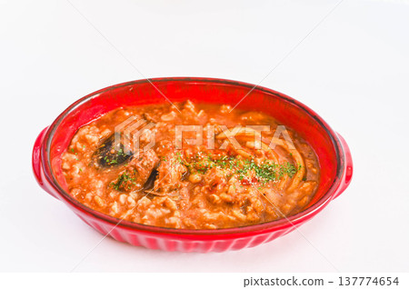 Mackerel curry served with oatmeal Mackerel curry served with oatmeal 137774654