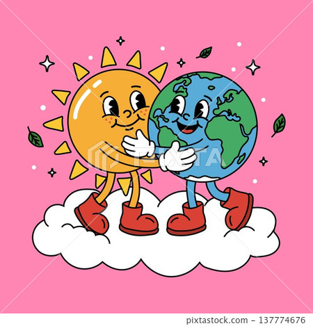 Sun and Earth Friendship Cartoon Sun and Earth Friendship Cartoon 137774676