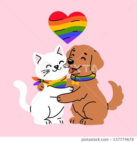 Rainbow Pride Pet Friends Cartoon 137774678