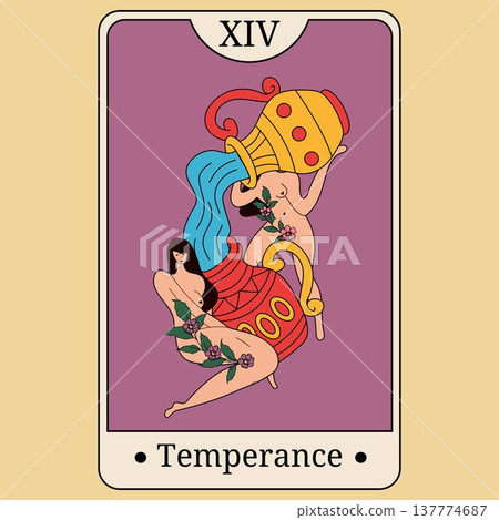 Temperance Tarot Symbol Illustration Temperance Tarot Symbol Illustration 137774687