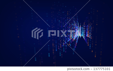 Abstract future ai background with blue big data and digital dots for tech and technology science presentation. Line cyber business network 3d backdrop. Connection graphic design. 137775101