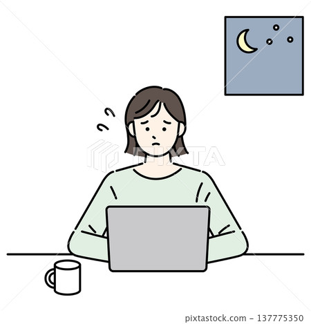 A woman who is having trouble working on a computer 137775350