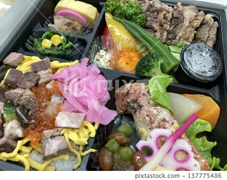 A luxurious Japanese-style bento box (meal set). 137775486