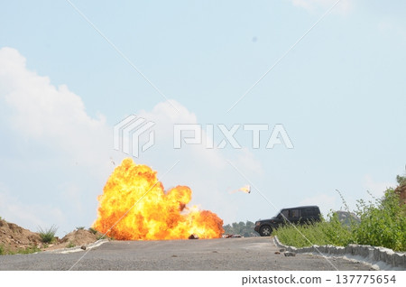 Police Car at Bomb blast 137775654