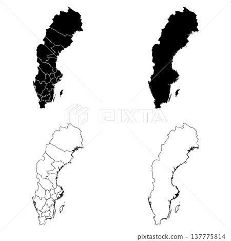 Sweden Outline and Solid Fill Map Set. 137775814