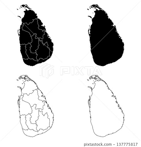 Sri Lanka Region Outline and Solid Fill Map Set. 137775817