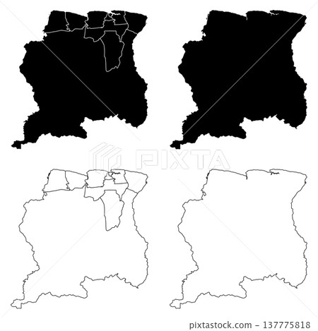 Suriname Outline and Solid Fill Map Set. 137775818
