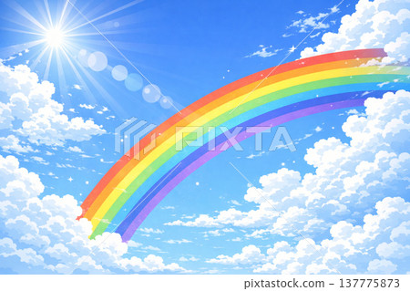 藍天、彩虹、雲朵、向量圖 藍天、彩虹、雲朵、向量圖 137775873