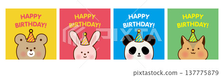 派對帽動物生日卡套裝 派對帽動物生日卡套裝 137775879