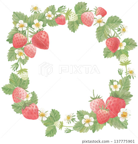Watercolor strawberry wreath 137775901