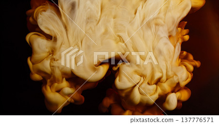 Abstract macro of milk mixing with coffee creating flowing creamy patterns and fluid shapes. Swirling liquid forms soft textures and organic motion, forming a dramatic beverage background. Abstract macro of milk mixing with coffee creating flowing creamy patterns and fluid shapes. Swirling liquid forms soft textures and organic motion, forming a dramatic beverage background. 137776571