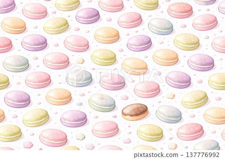 甜點系列：迷你馬卡龍 - 高密度可愛背景 137776992