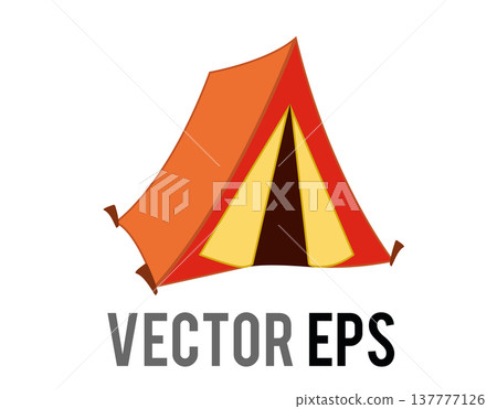 Brightly colored camping tent flat icon with a simple, modern design 137777126