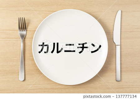 盤子和餐具上寫著「肉鹼」。 137777134