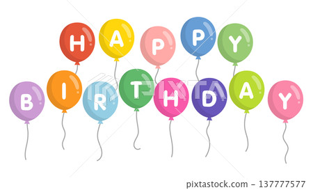 色彩鮮豔的氣球，上面寫著“生日快樂” 137777577