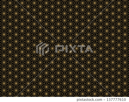 黑色和仿金色麻葉背景 137777610