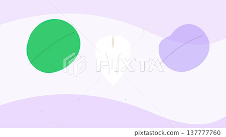 Lavender abstract background with garlic clove centered between green and purple leaves on flowing wave shapes minimal design Lavender abstract background with garlic clove centered between green and purple leaves on flowing wave shapes minimal design 137777760