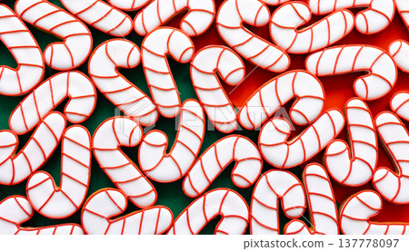 A lot of gingerbread candy cane shaped cookies, flat lay. A lot of gingerbread candy cane shaped cookies, flat lay. 137778097