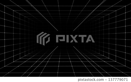 3d grid line background digital design for games and abstract technology perspective backdrop. Futuristic geometric cyber floor and graphic space virtual reality. 3d grid line background digital design for games and abstract technology perspective backdrop. Futuristic geometric cyber floor and graphic space virtual reality. 137779071