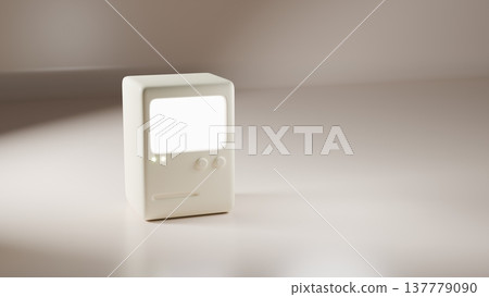 3D retro minimalist monitor-style gadget background - power on 137779090