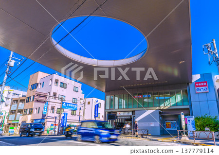 A view of the main entrance of Kaminoge Station on the Tokyu Oimachi Line in Tokyo, Japan. A view of the main entrance of Kaminoge Station on the Tokyu Oimachi Line in Tokyo, Japan. 137779114