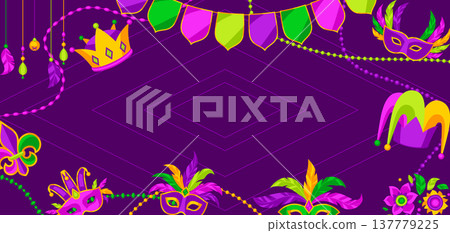 Mardi Gras party background. Carnival illustration for traditional holiday or festival. 137779225