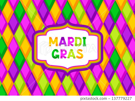 Mardi Gras party background. Carnival illustration for traditional holiday or festival. 137779227