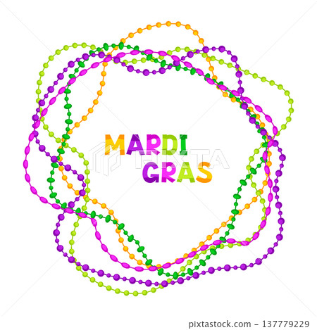 Mardi Gras party background with beads. Carnival illustration for traditional holiday or festival. 137779229