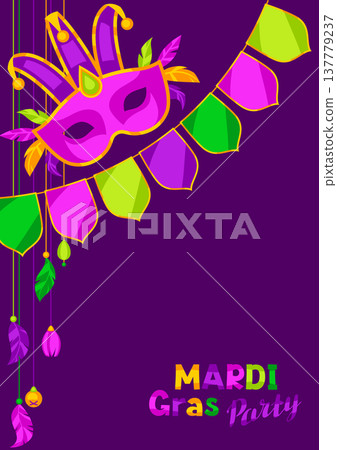 Mardi Gras party background. Carnival illustration for traditional holiday or festival. 137779237