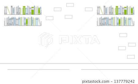 Clean bookshelf layout illustration displaying organized books and empty labels, suggesting cataloging, library systems, and structured information design Clean bookshelf layout illustration displaying organized books and empty labels, suggesting cataloging, library systems, and structured information design 137779242