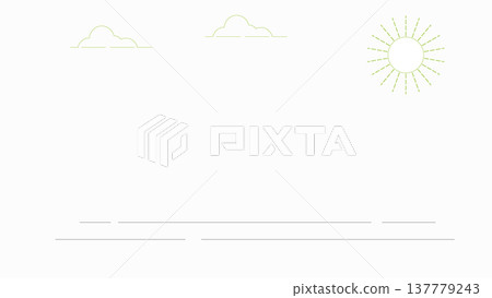 Simple weather line illustration featuring clouds and a radiant sun symbol, designed with thin strokes for clean, modern interface and infographic use Simple weather line illustration featuring clouds and a radiant sun symbol, designed with thin strokes for clean, modern interface and infographic use 137779243