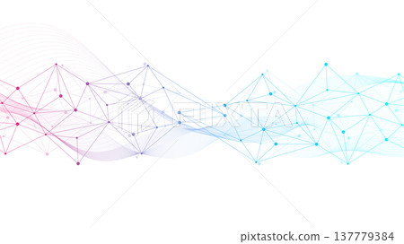 Abstract vector network connection background. Digital technology dots and lines connection concept for science, data, ai, futuristic background. Molecular plexus design. 137779384