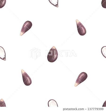 Simple seamless pattern with apple seeds. Watercolor hand painted illustration isolated on white background 137779399