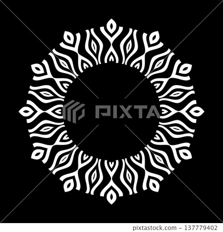 Radial Circle Pattern for Decorative Round Frame on Black Background. 137779402