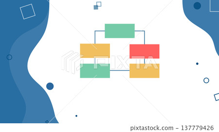 Minimal abstract blue frame with flowchart icon and organic shapes on white background, clean modern layout for business presentations and diagrams Minimal abstract blue frame with flowchart icon and organic shapes on white background, clean modern layout for business presentations and diagrams 137779426