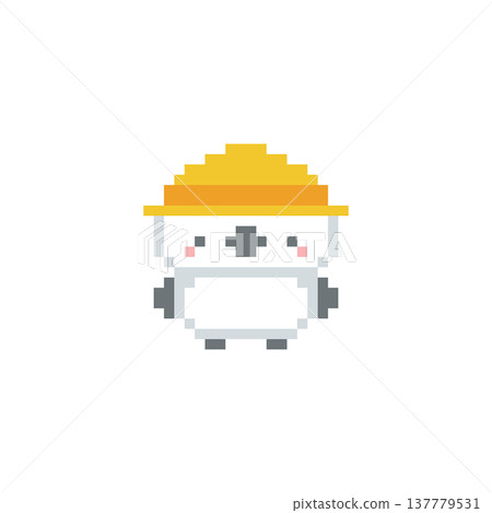 A pixel art image of a yellow hat and a long-tailed tit. A pixel art image of a yellow hat and a long-tailed tit. 137779531