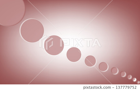 Gradient background of pink and white with descending circles creating depth and illusion of perspective through shadowing and smooth size transition. 137779752