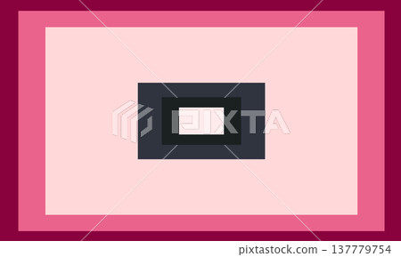 Concentric square layers in alternating shades of pink, red, and black arranged symmetrically to create a minimalist geometric visual composition. Concentric square layers in alternating shades of pink, red, and black arranged symmetrically to create a minimalist geometric visual composition. 137779754