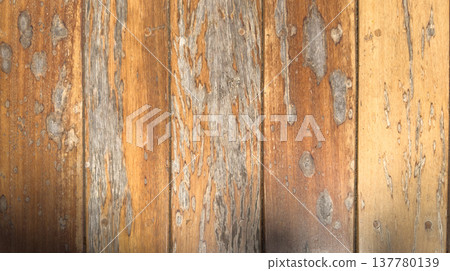 Wooden floor shows different textures and colors from wear Wooden floor shows different textures and colors from wear 137780139