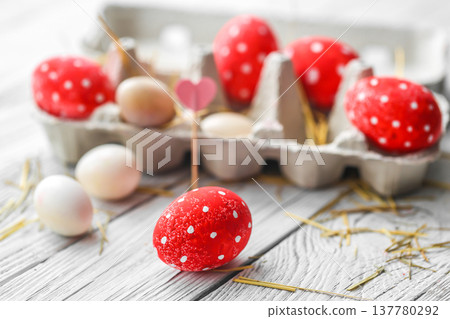 Red Easter eggs Red Easter eggs 137780292
