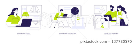 3D printing process isolated cartoon vector illustrations se 3D printing process isolated cartoon vector illustrations se 137780570