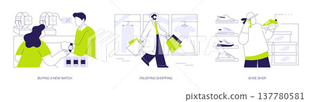 Enjoying shopping isolated cartoon vector illustrations se Enjoying shopping isolated cartoon vector illustrations se 137780581
