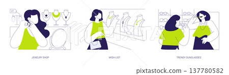 Buying accessories isolated cartoon vector illustrations se 137780582
