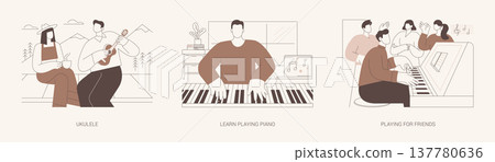 Learn playing music isolated cartoon vector illustrations se 137780636